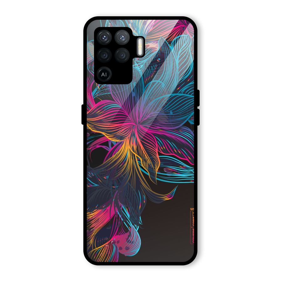 Multi-Colour Flowers Glass Back Case for Oppo F19 Pro