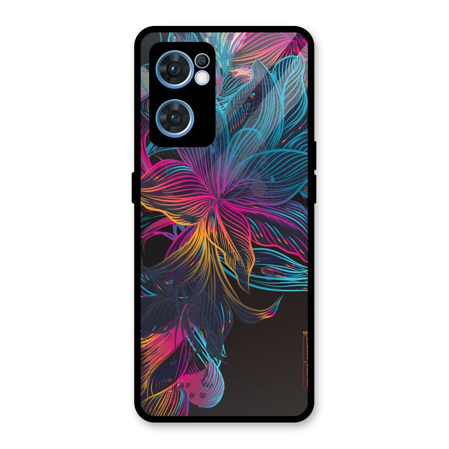 Multi-Colour Flowers Glass Back Case for Oppo Reno7 5G