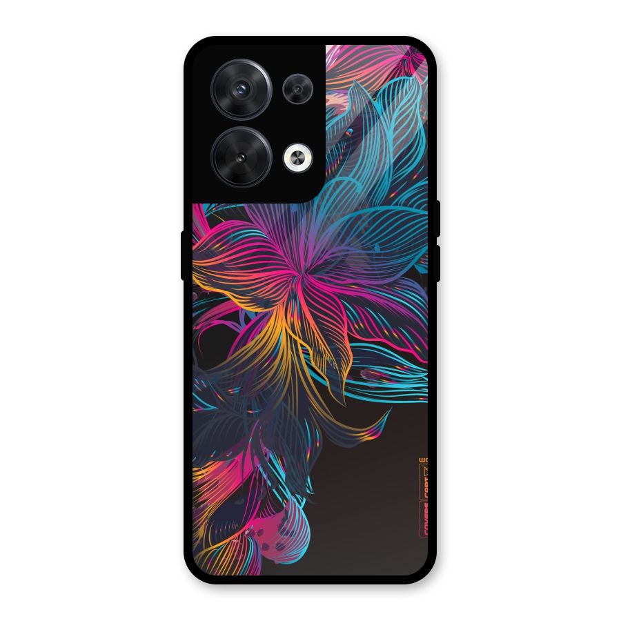 Multi-Colour Flowers Glass Back Case for Oppo Reno8 5G
