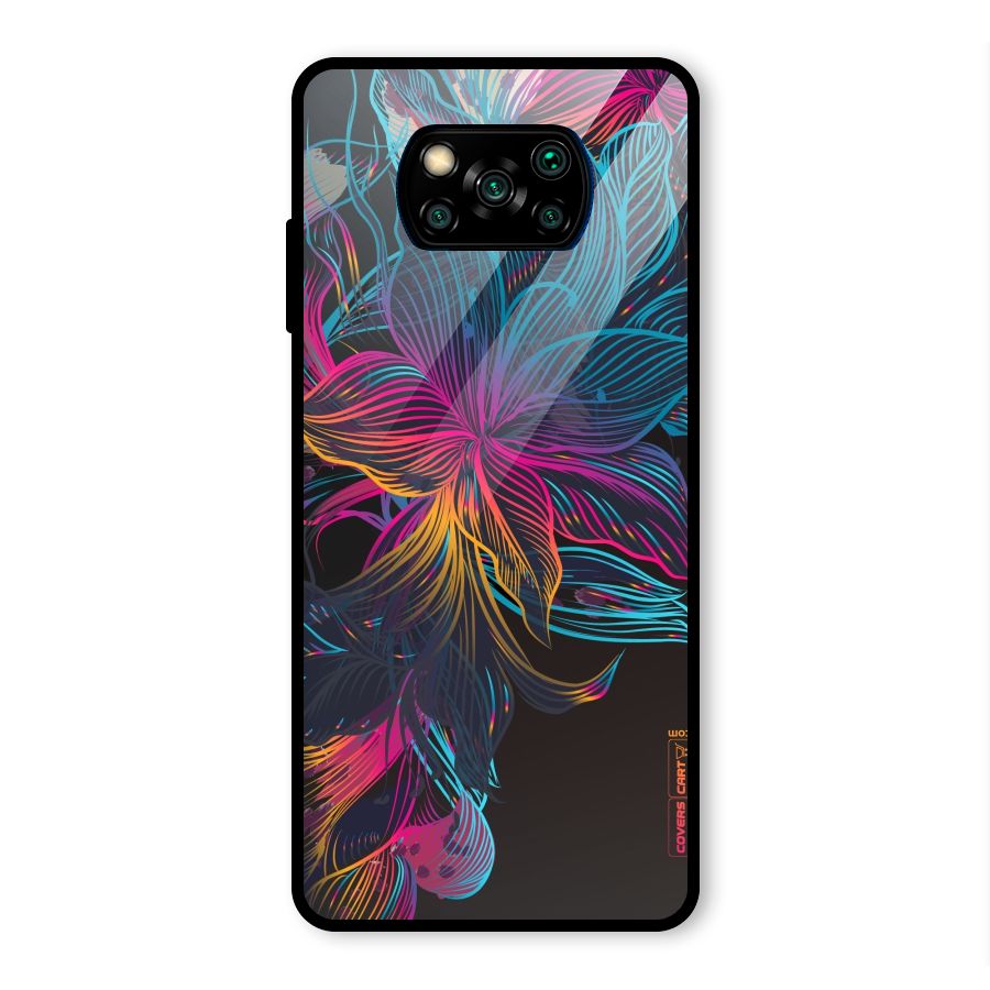 Multi-Colour Flowers Glass Back Case for Poco X3 Pro