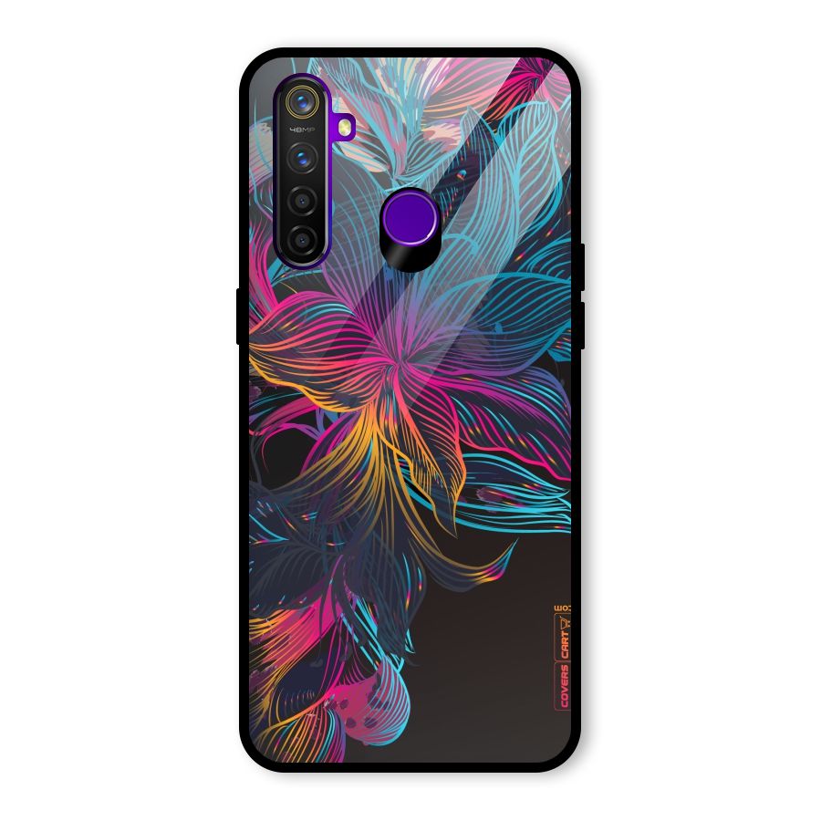 Multi-Colour Flowers Glass Back Case for Realme 5 Pro