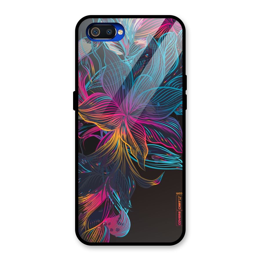 Multi-Colour Flowers Glass Back Case for Realme C2