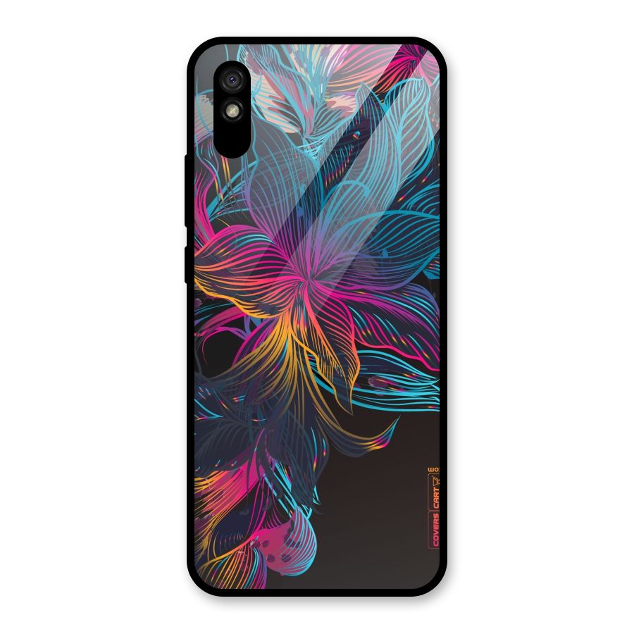 Multi-Colour Flowers Glass Back Case for Redmi 9A
