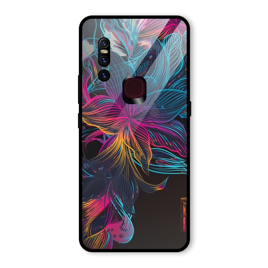 Multi-Colour Flowers Glass Back Case for Vivo V15