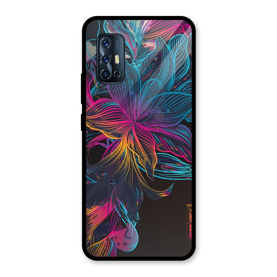 Multi-Colour Flowers Glass Back Case for Vivo V17