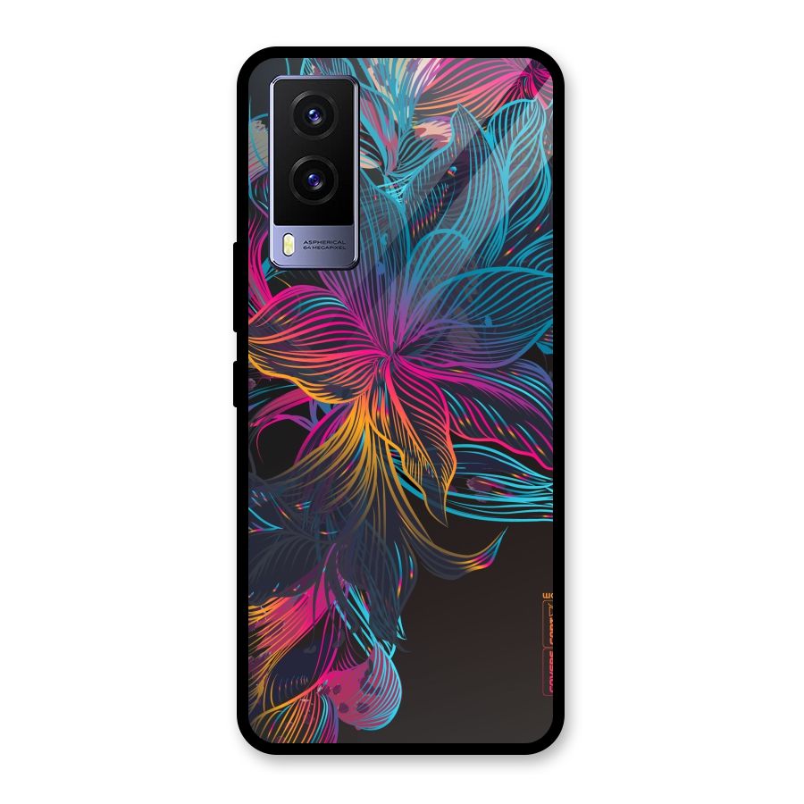 Multi-Colour Flowers Glass Back Case for Vivo V21e 5G
