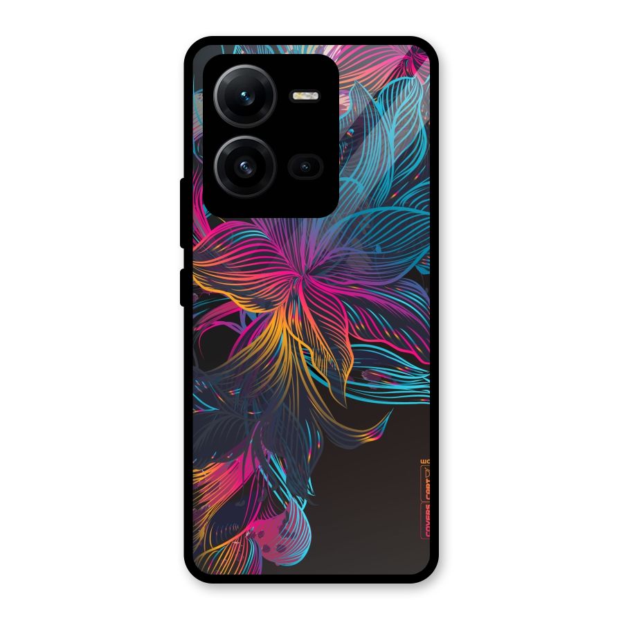 Multi-Colour Flowers Glass Back Case for Vivo V25