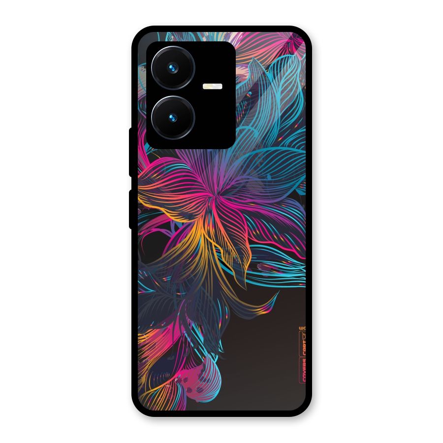 Multi-Colour Flowers Glass Back Case for Vivo Y22