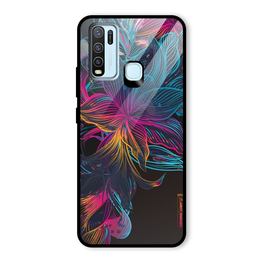 Multi-Colour Flowers Glass Back Case for Vivo Y30
