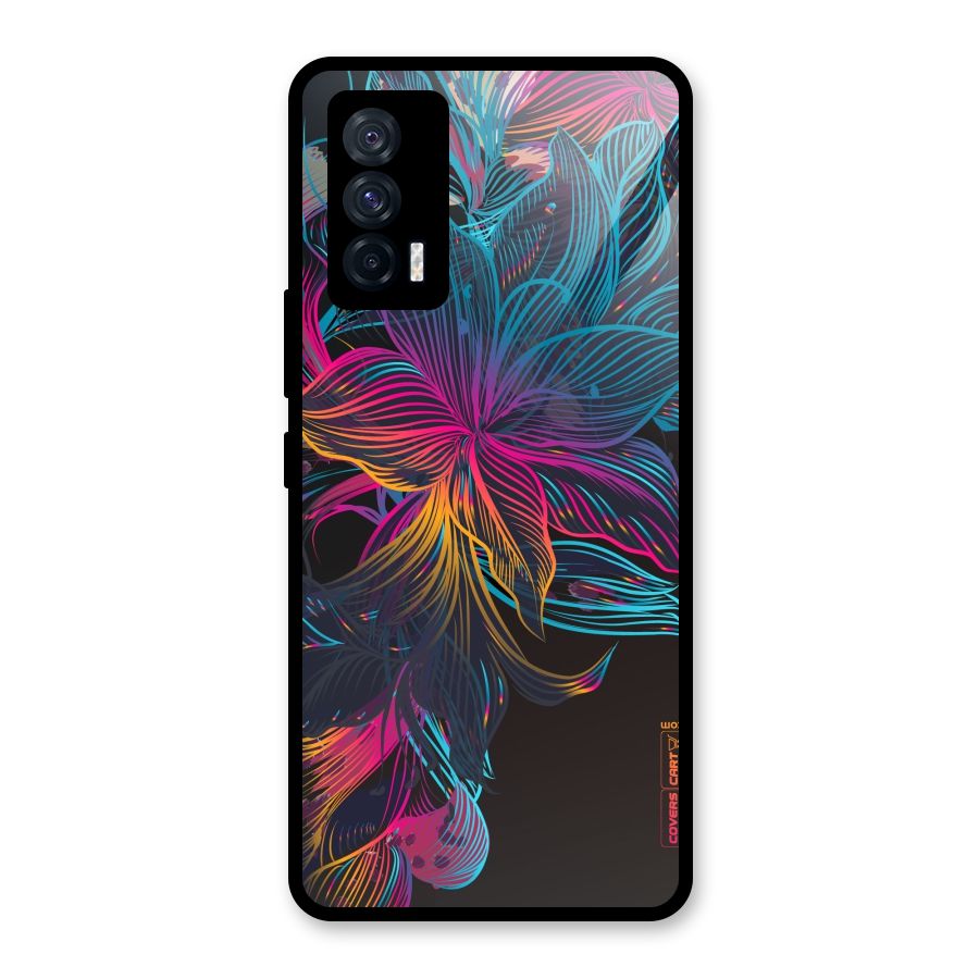 Multi-Colour Flowers Glass Back Case for Vivo iQOO 7 5G