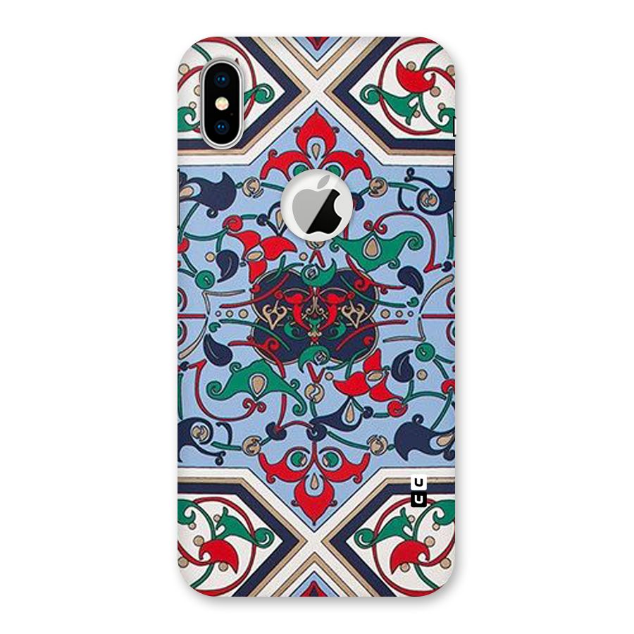 Multi Block Pattern Back Case for iPhone XS Logo Cut