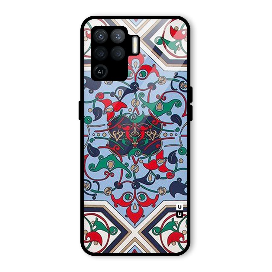 Multi Block Pattern Glass Back Case for Oppo F19 Pro