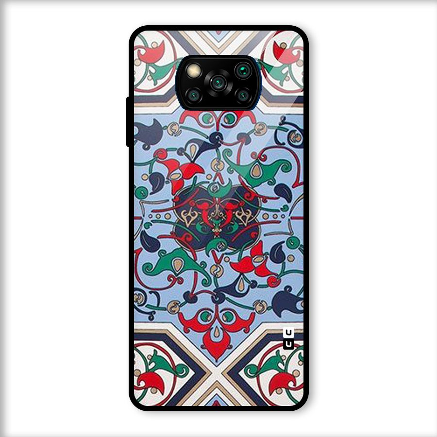 Multi Block Pattern Glass Back Case for Poco X3