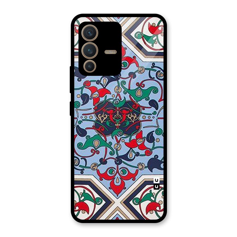 Multi Block Pattern Glass Back Case for Vivo V23 5G