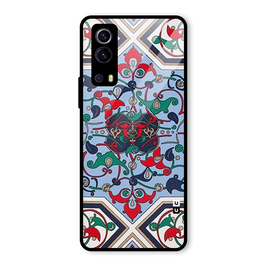 Multi Block Pattern Glass Back Case for Vivo iQOO Z3
