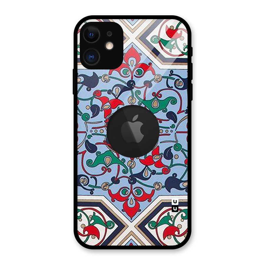 Multi Block Pattern Glass Back Case for iPhone 11 Logo Cut