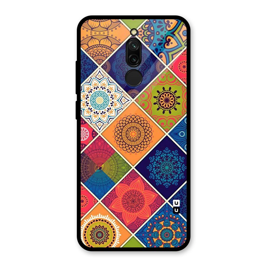 Multi Designs Glass Back Case for Redmi 8