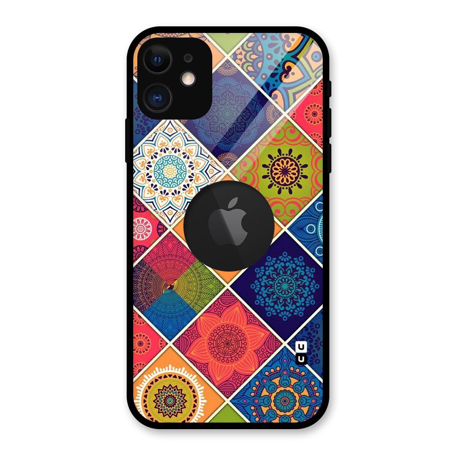 Multi Designs Glass Back Case for iPhone 11 Logo Cut