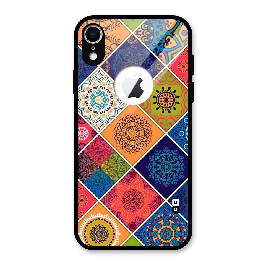 Multi Designs Glass Back Case for iPhone XR Logo Cut