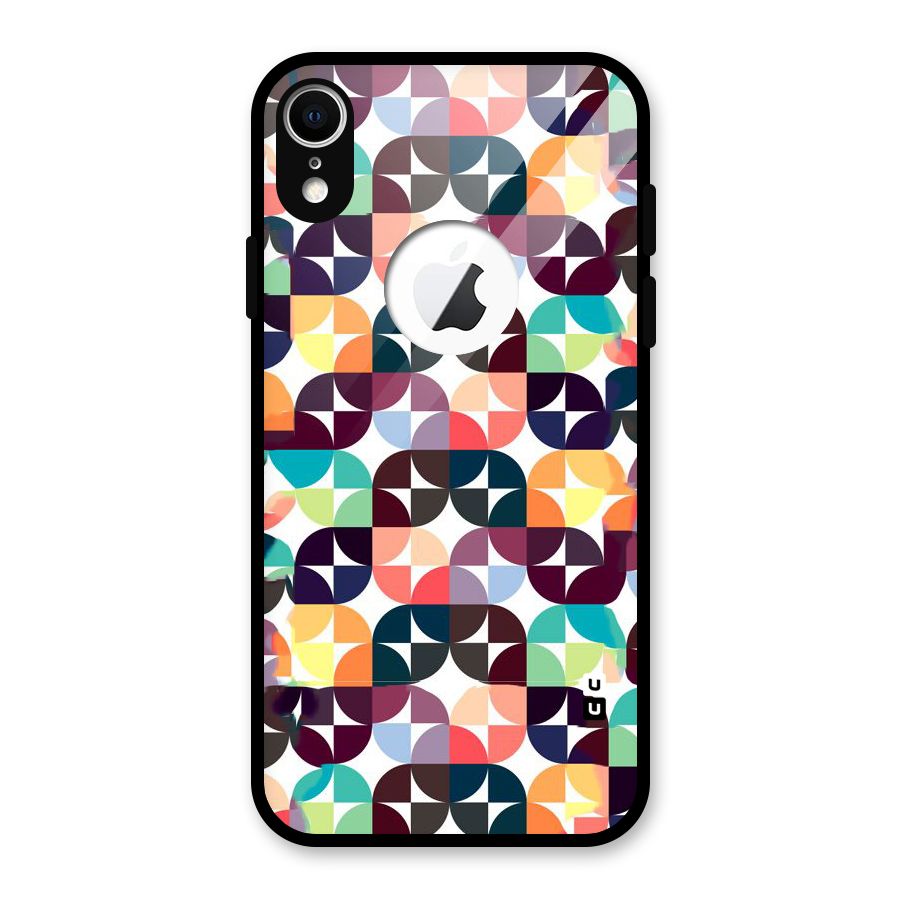 Multicolor Arc Glass Back Case for iPhone XR Logo Cut