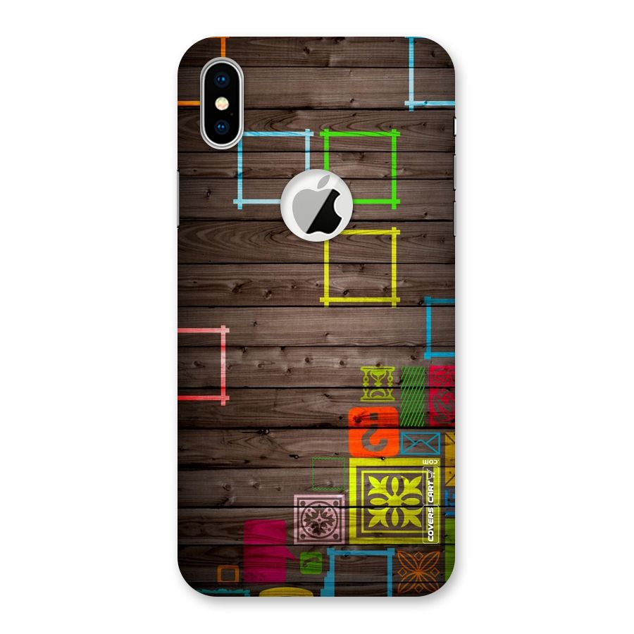 Multicolor Frame Design Back Case for iPhone XS Logo Cut