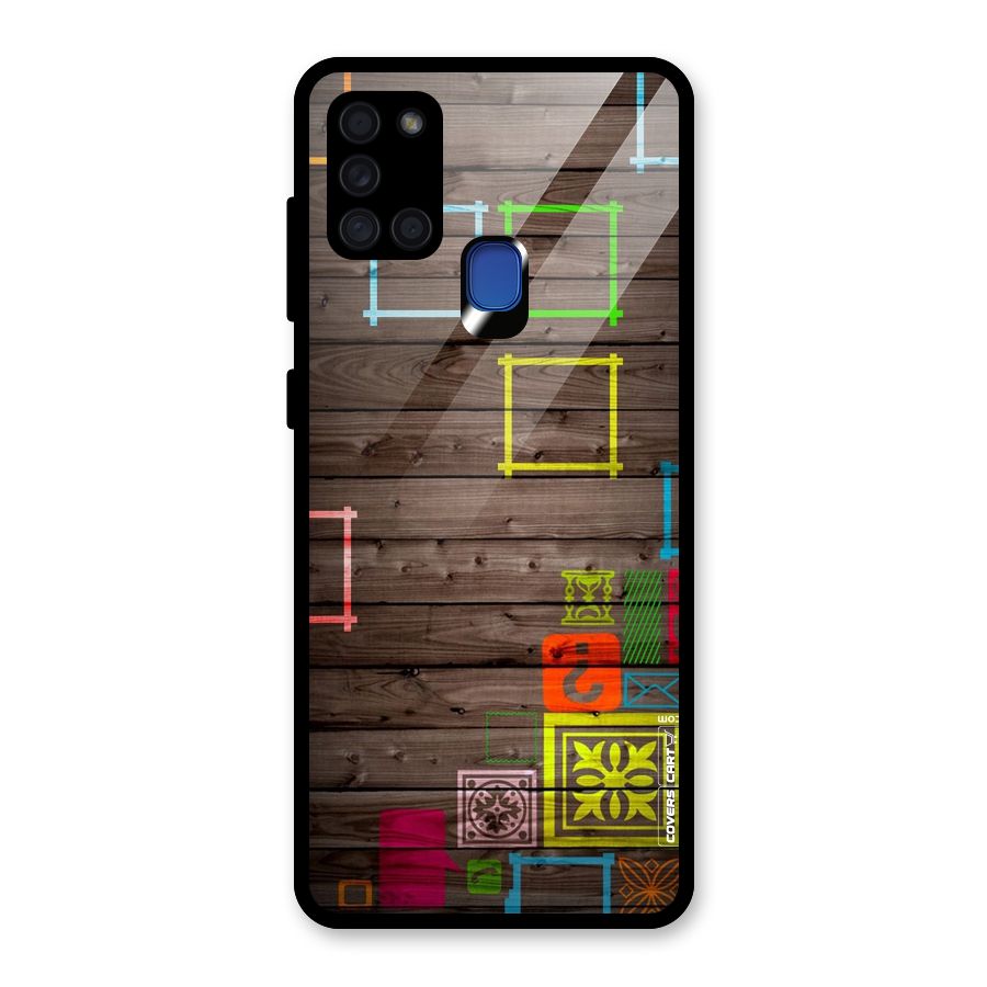 Multicolor Frame Design Glass Back Case for Galaxy A21s
