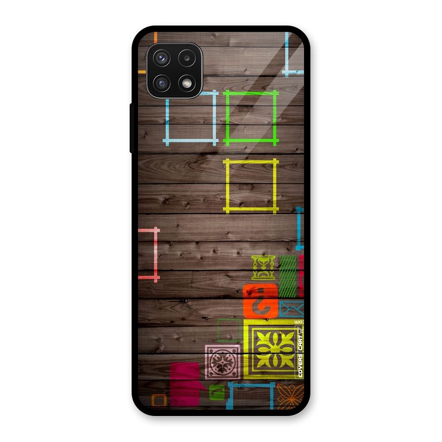 Multicolor Frame Design Glass Back Case for Galaxy A22 5G