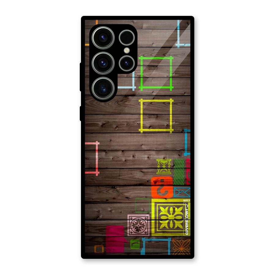 Multicolor Frame Design Glass Back Case for Galaxy S23 Ultra