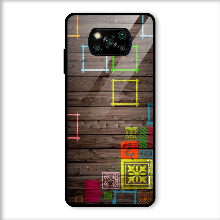 Multicolor Frame Design Glass Back Case for Poco X3