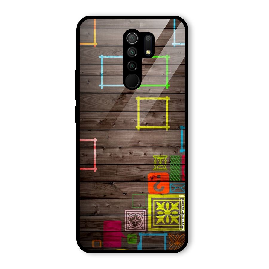 Multicolor Frame Design Glass Back Case for Redmi 9 Prime