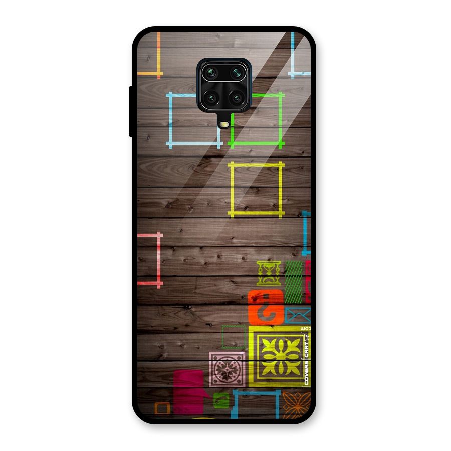 Multicolor Frame Design Glass Back Case for Redmi Note 9 Pro