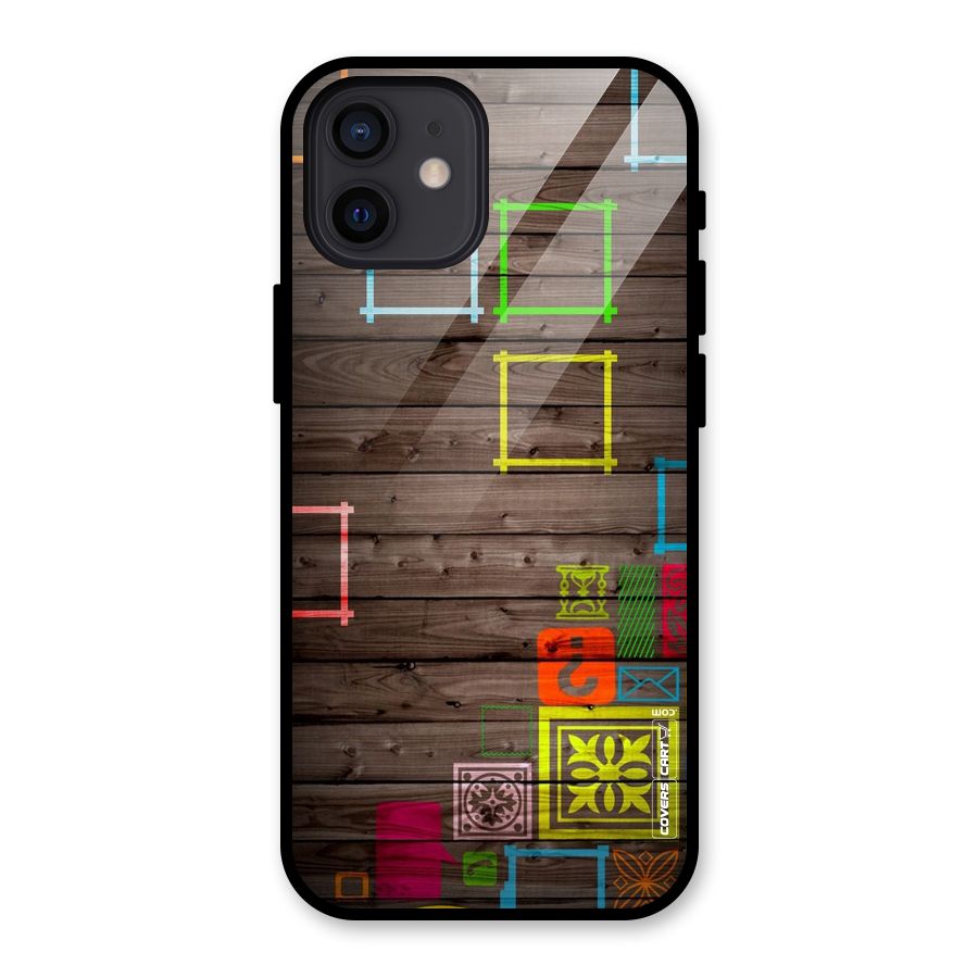 Multicolor Frame Design Glass Back Case for iPhone 12