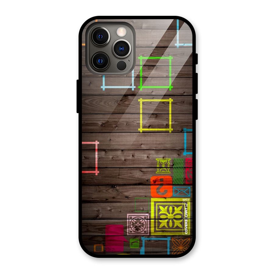 Multicolor Frame Design Glass Back Case for iPhone 12 Pro