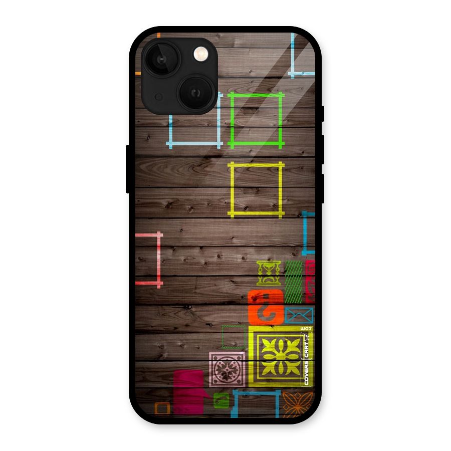 Multicolor Frame Design Glass Back Case for iPhone 13