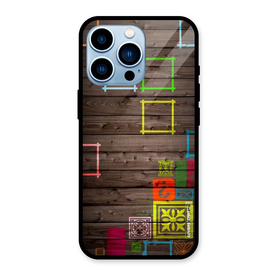 Multicolor Frame Design Glass Back Case for iPhone 13 Pro