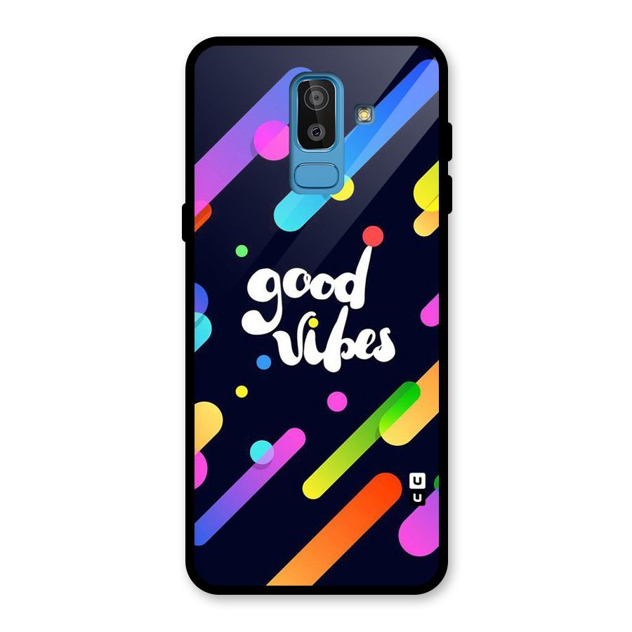 Multicolor Good Vibing Glass Back Case for Galaxy J8