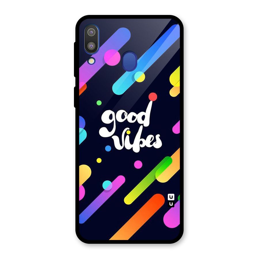 Multicolor Good Vibing Glass Back Case for Galaxy M20