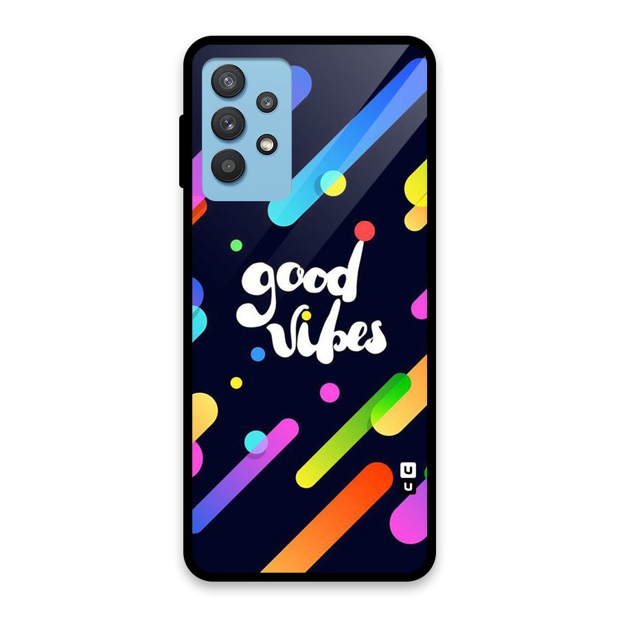 Multicolor Good Vibing Glass Back Case for Galaxy M32 5G