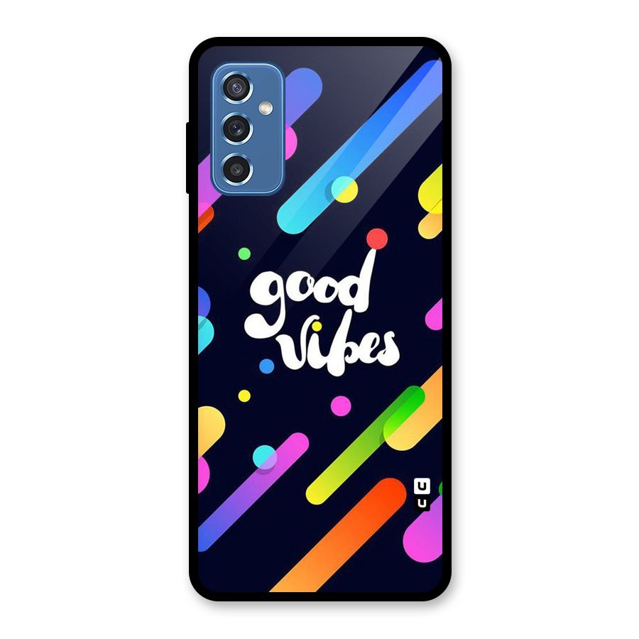 Multicolor Good Vibing Glass Back Case for Galaxy M52 5G