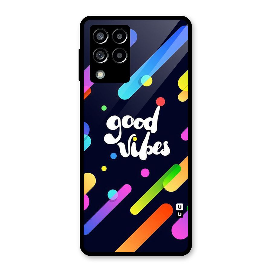 Multicolor Good Vibing Glass Back Case for Galaxy M53 5G