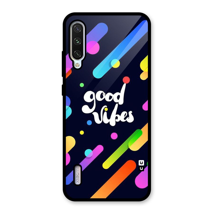 Multicolor Good Vibing Glass Back Case for Mi A3