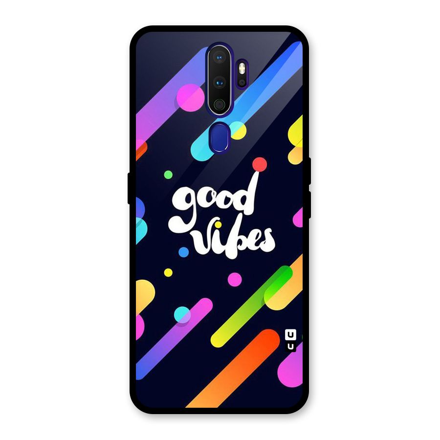 Multicolor Good Vibing Glass Back Case for Oppo A9 (2020)