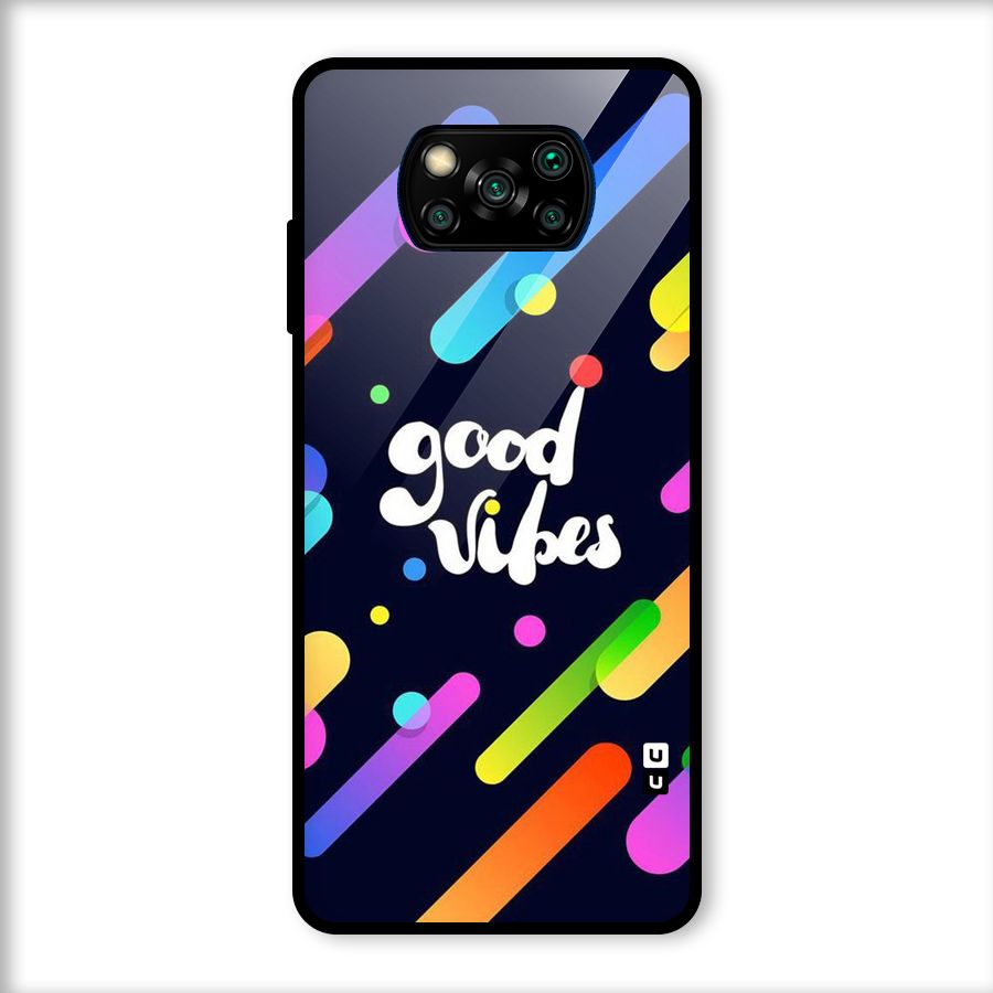 Multicolor Good Vibing Glass Back Case for Poco X3