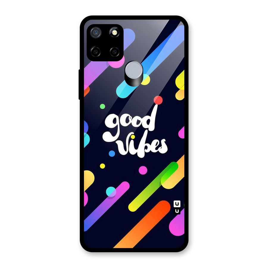 Multicolor Good Vibing Glass Back Case for Realme C12