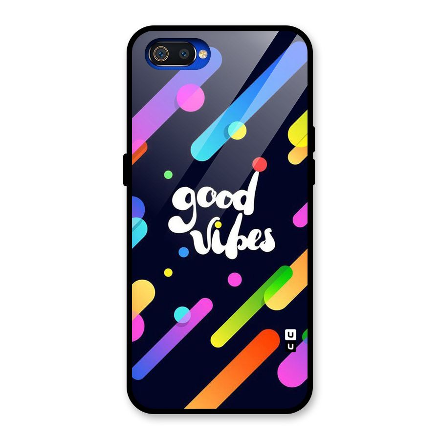 Multicolor Good Vibing Glass Back Case for Realme C2