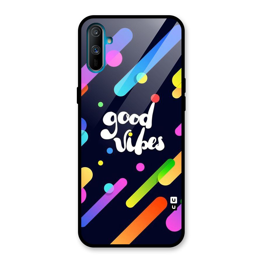 Multicolor Good Vibing Glass Back Case for Realme C3