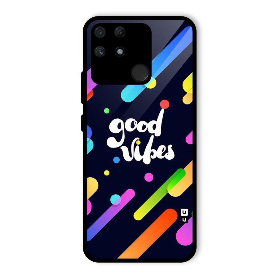 Multicolor Good Vibing Glass Back Case for Realme Narzo 50A