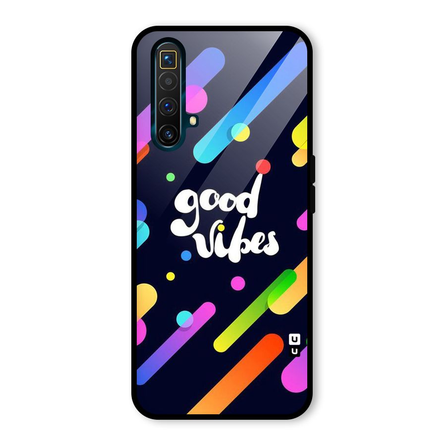 Multicolor Good Vibing Glass Back Case for Realme X3