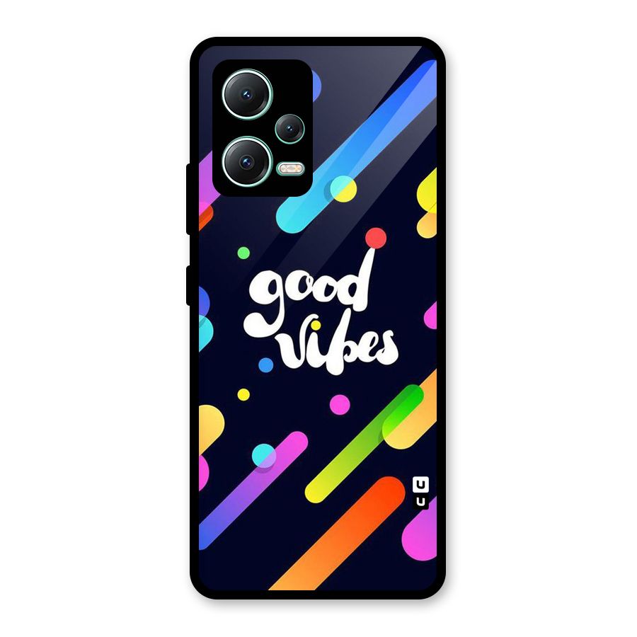 Multicolor Good Vibing Glass Back Case for Redmi Note 12 5G