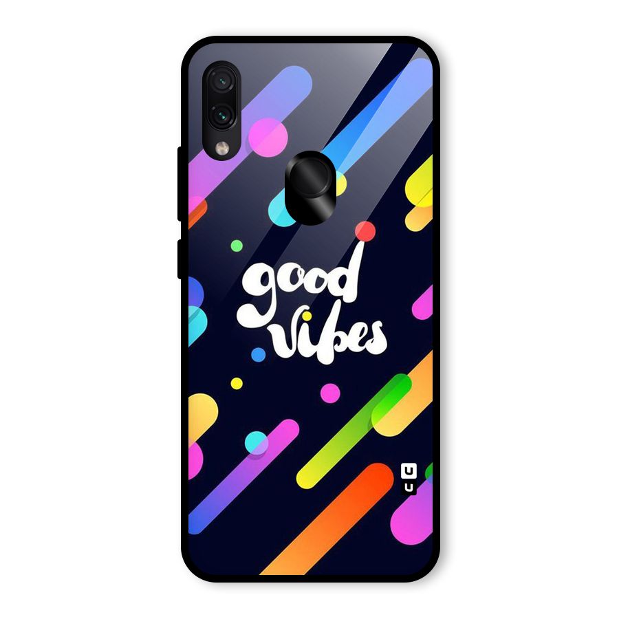 Multicolor Good Vibing Glass Back Case for Redmi Note 7
